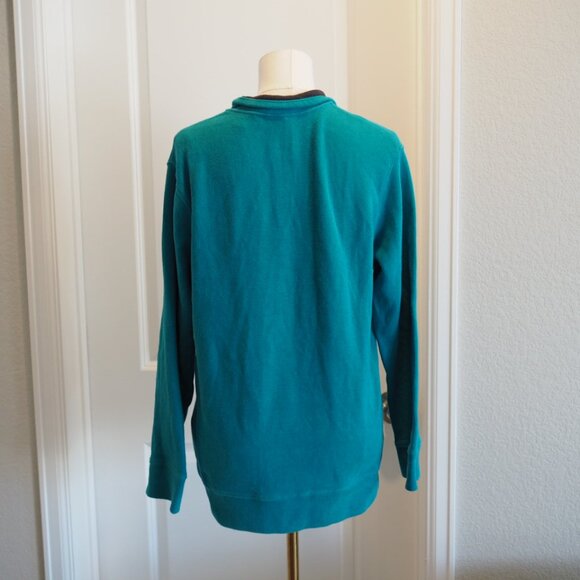 Lands' End Teal Quarter Zip Long Sleeve Jacket Size Small 100% Cotton - Picture 4 of 9